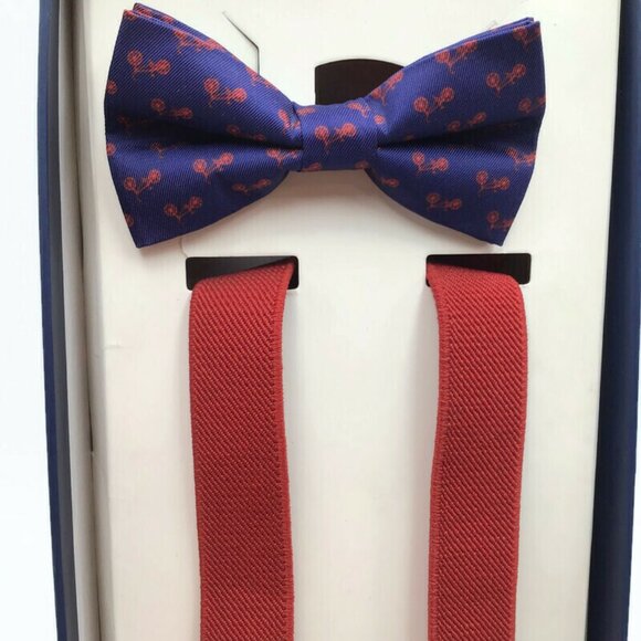 Baby Toddler Bow Tie & Suspenders Bicycle Red Blue Boy Dress Family Photo Outfit - Picture 2 of 9